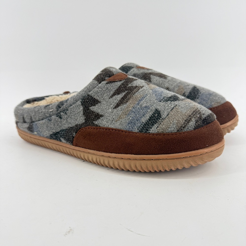 Dearfoams Slippers Women Large 11-12 Grey Brown Southwestern Geometric Clog